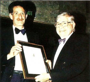 AES Convention Chair Michael Falk presents Lifetime Achievement Award to Bill Armstrong. Sydney, April 1995