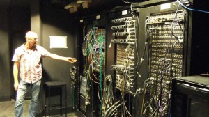 Backstage, Nick explains the function of the comprehensive patch-panels