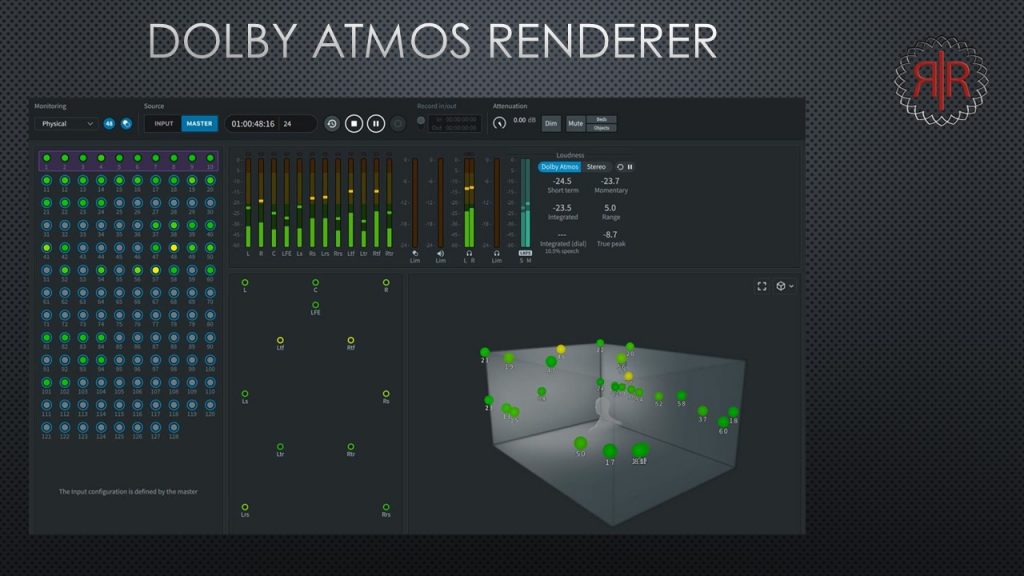 Screen Grab of Positioning objects in Dolby Atmos Renderer